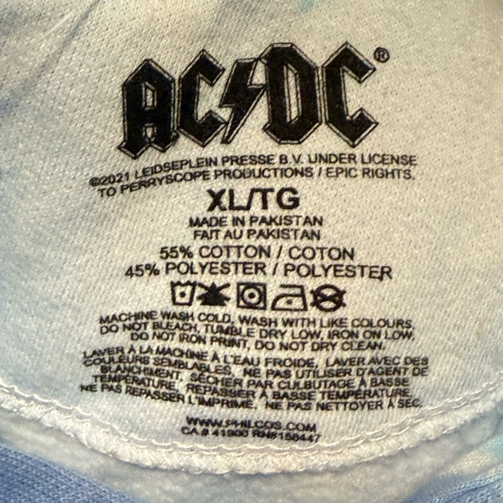 ACDC For Those About To Rock 1982 Tour Hoodie Blue Tie Dye Mens XL Graphic - Picture 5 of 5